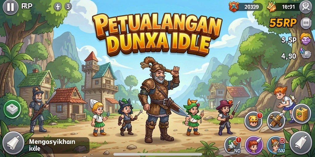 Tampilan gameplay <strong>55RP</strong> yang memikat dengan elemen Idle yang mengasyikkan.