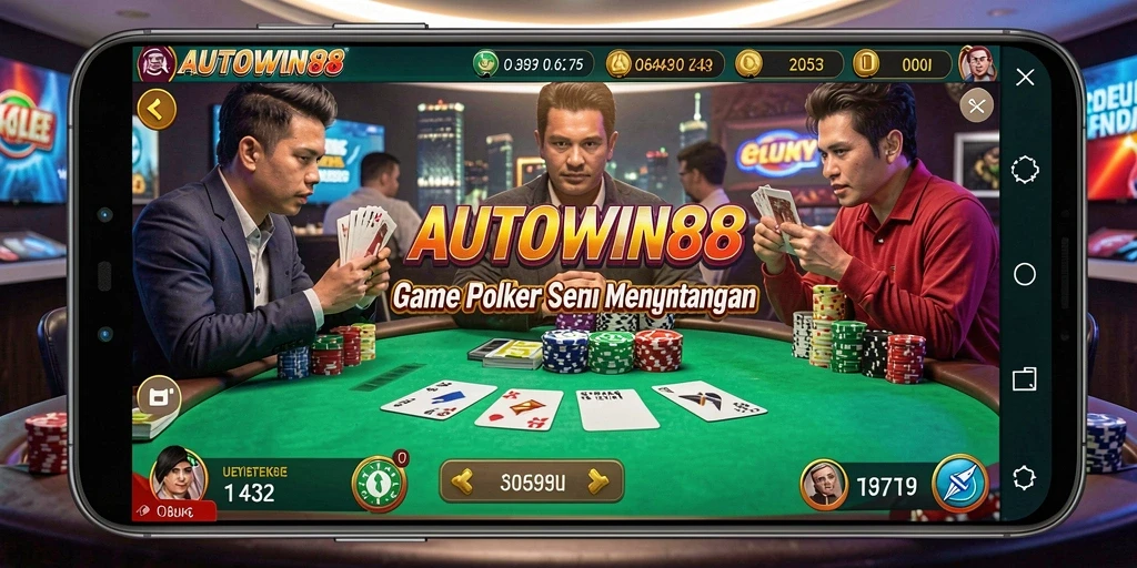 Tampilan gameplay Poker yang mendebarkan di AUTOWIN88.