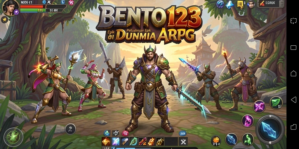 Screenshot BENTO123 menampilkan aksi pertempuran seru di dunia ARPG.
