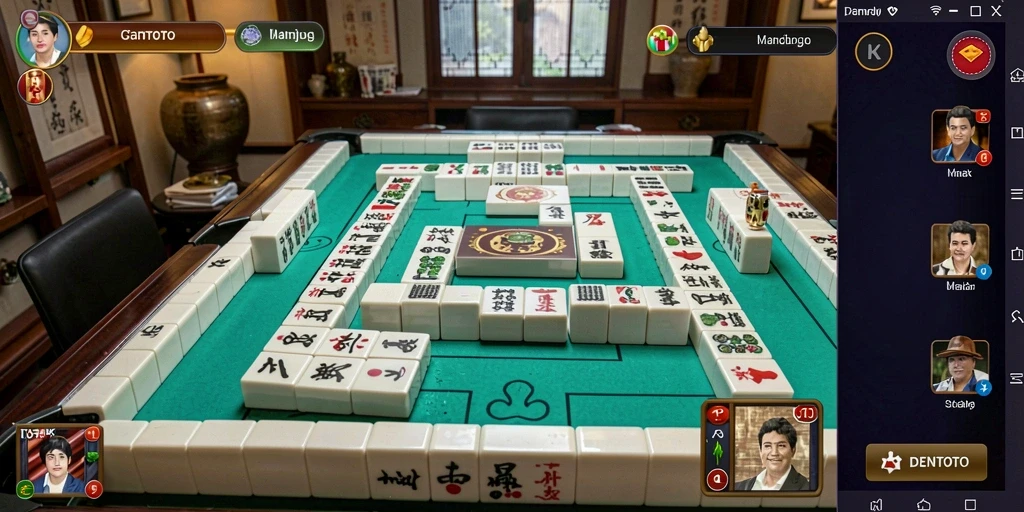 Tangkapan layar DENTOTO menunjukkan gameplay Mahjong yang menakjubkan.