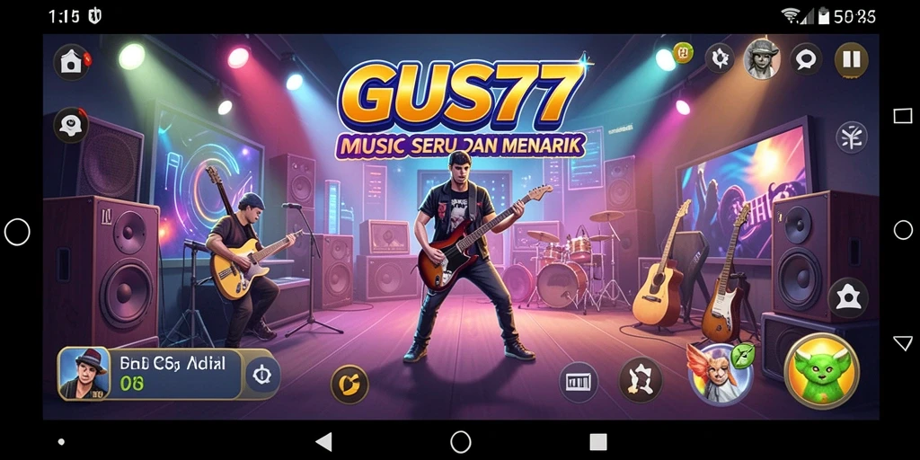 Tampilan gameplay seru dan interaktif GUS77 dalam permainan musik.