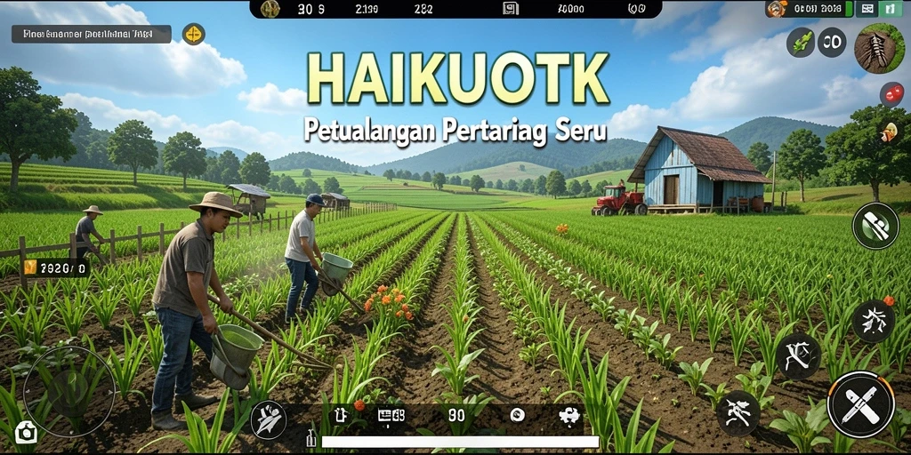 Gameplay HAIKUOTK yang menampilkan aktivitas pertanian yang seru.