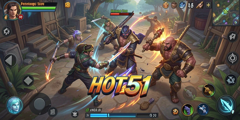 Gameplay HOT51 yang intens dalam pertarungan Fighting.