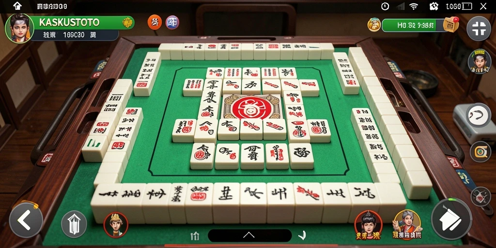 Screenshot utama KASKUSTOTO menampilkan gameplay Mahjong yang seru.