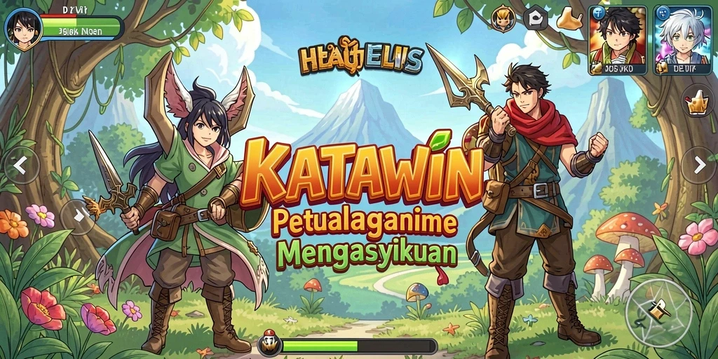Tampilan menarik dari gameplay KATAWIN dengan efek visual yang memukau.
