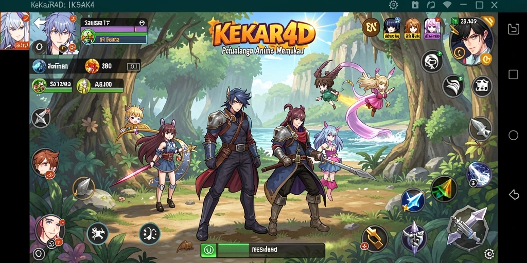 Screenshot gameplay <strong>KEKAR4D</strong> menampilkan petualangan seru dengan karakter Anime yang beragam.