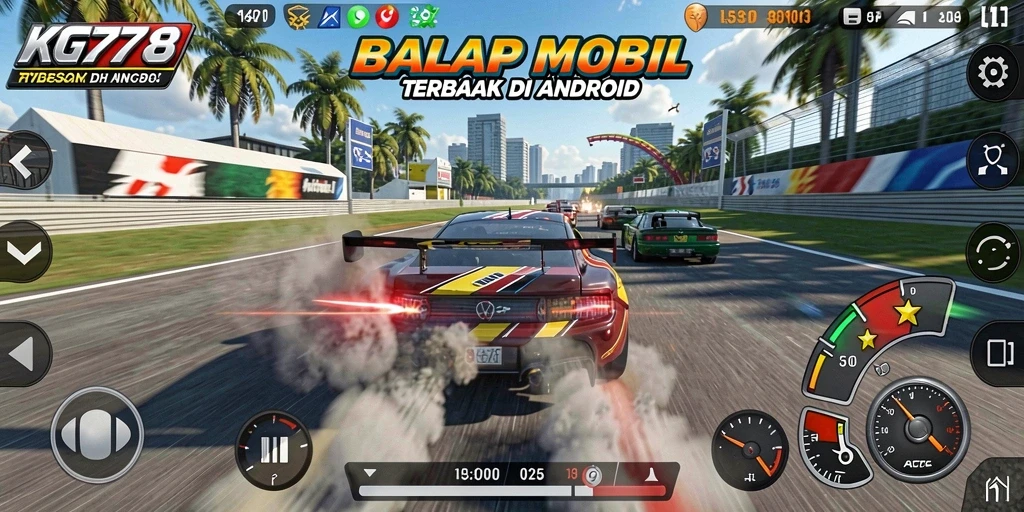 Tampilan gameplay balap mobil yang mendebarkan di KG778.