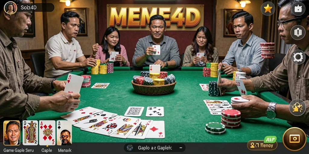 Tampilan gameplay Gaple di MEME4D yang seru dan interaktif.