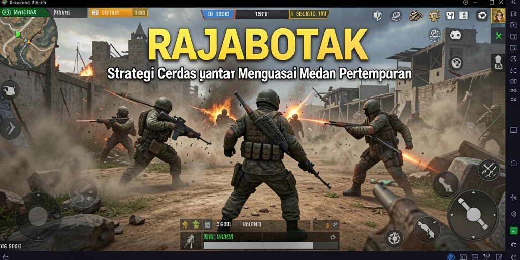 Screenshot gameplay RAJABOTAK menampilkan pertempuran strategi yang seru.