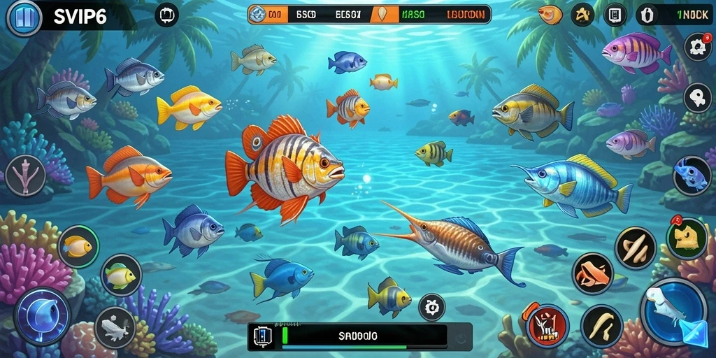 Screenshot gameplay SVIP6 dengan grafis menawan dan aksi tembak ikan.