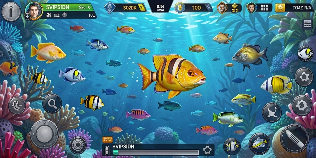 Tangkapan ikan yang berwarna-warni dalam gameplay seru SVIPSIDN.