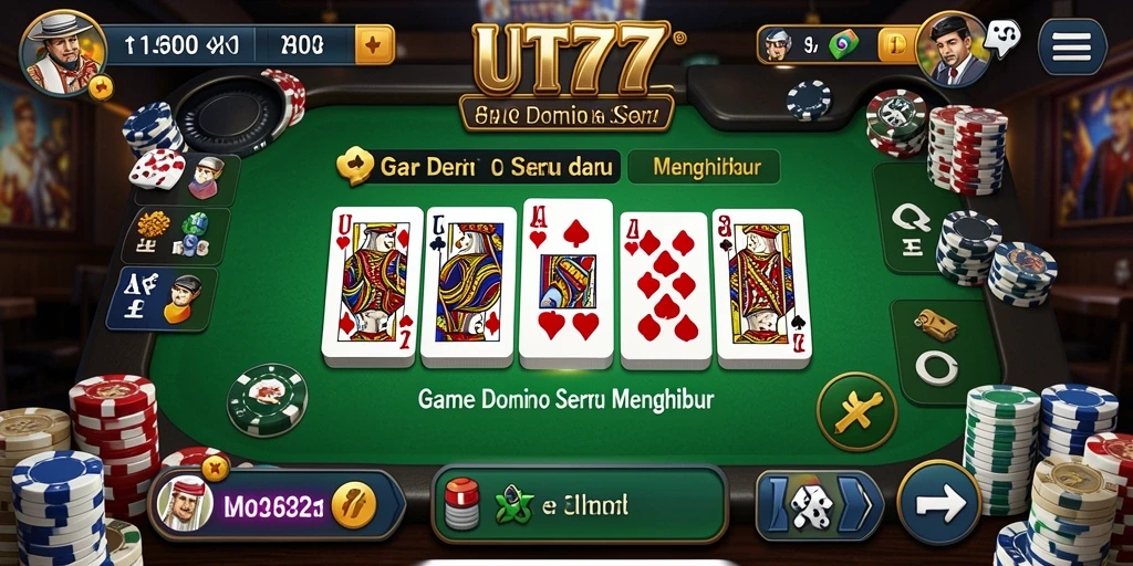 Tampilan gameplay UT77 dengan suasana domino yang akrab.